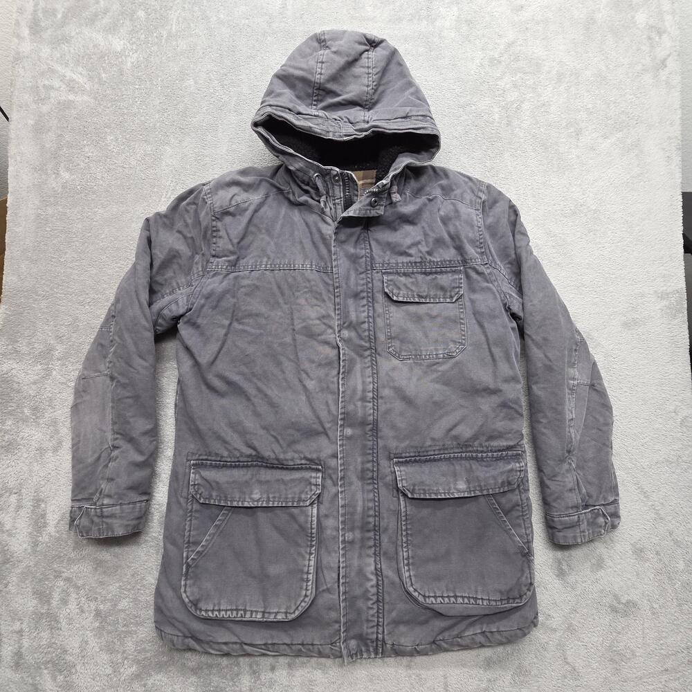 OUTDOORLIFE Jacket Mens M Gray Parka Hooded Insulated Lined Full Zip Pockets